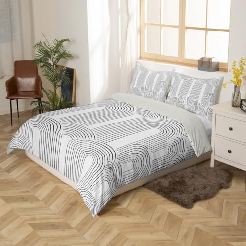Manfei Modern Geometric Abstract Duvet Cover Set Boho Mid Century