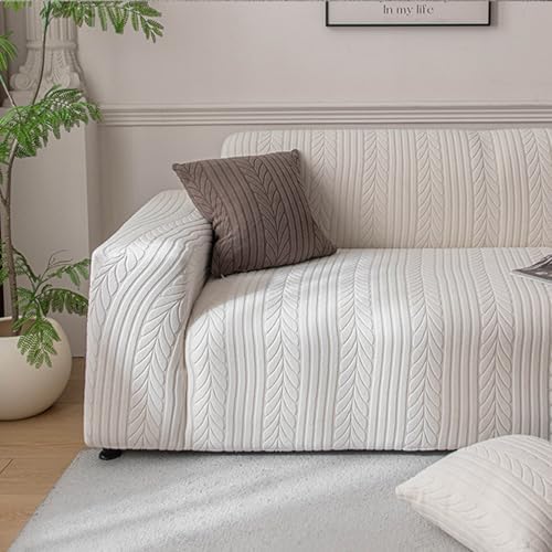 Full Coverage Loveseat Couch Cover for Sofa, Beige, 2 Seater