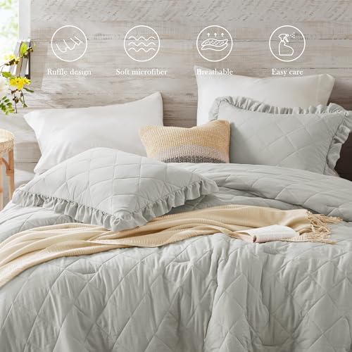 Degrees of Comfort Ruffle Edge Comforter Set - King/Cal King Gray