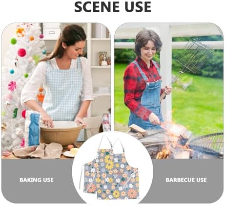 2pcs Adjustable Cotton Linen Kitchen Apron with Pocket, Oil-resistant