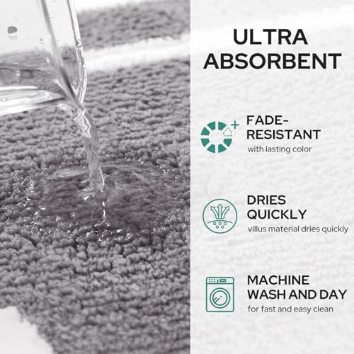 HOMEIDEAS Bathroom Runner Rugs, Soft and Water Absorbent Long Bath