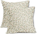 Kawani Spring Daisy Floral Pillow Covers 22X22 Inch Sage Green Brown