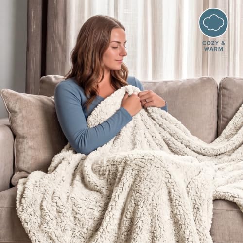 Bare Home Faux Shearling Blanket (King, Tipped Oyster)