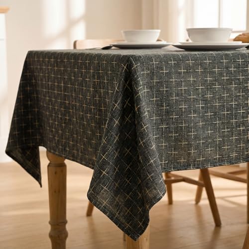 Horaldaily Taupe Cross-Star Table Cloth, 60×84 Inch, Rectangular