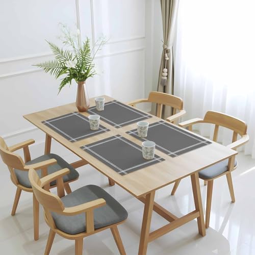 Placemats Set of 8, Deep Grey Washable Table Mats for Dining Table