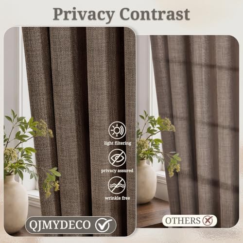 Pinch Pleat Light Filtering Dark Brown Linen Curtains 96 Inch Long 2