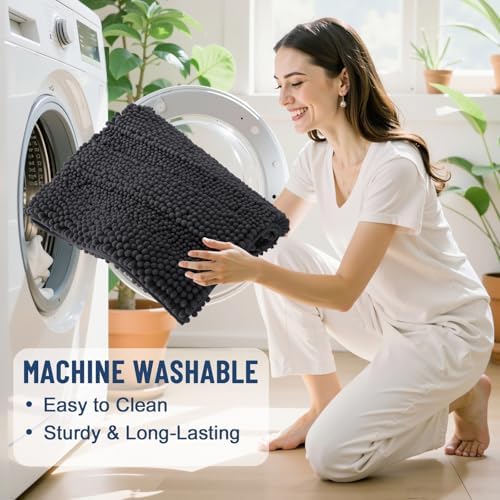 Grandaily Chenille Bathroom Rugs 24x16, Soft Absorbent Bath Mats