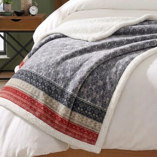 Eddie Bauer - Sherpa Reverse Throw Blanket for Bed or Couch, 50 x 70