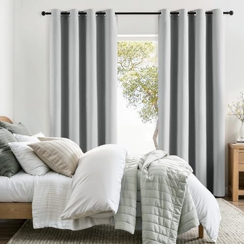 Jubilantex Faux Linen Blackout Curtains Grey Grommet Top 63" L 2