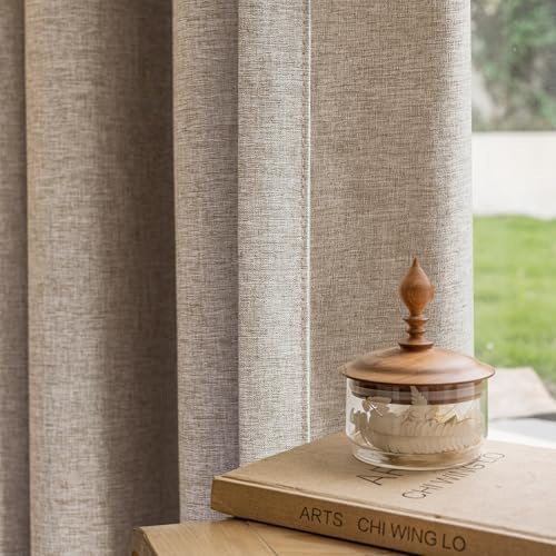 Textured Linen Double Pleats 100% Blackout Curtains for Bedroom/Living