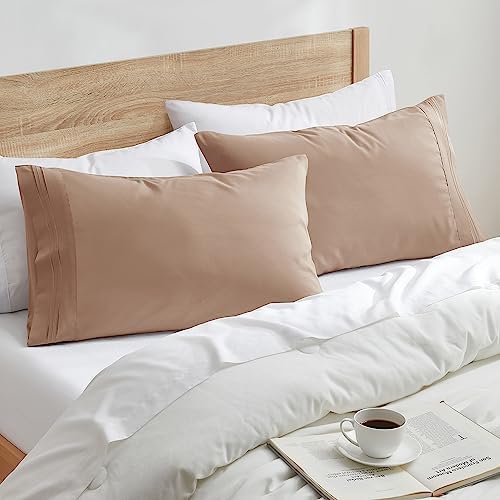 Nestl Taupe King Pillow Cases 2 – Soft King Size Pillow Case, 1800