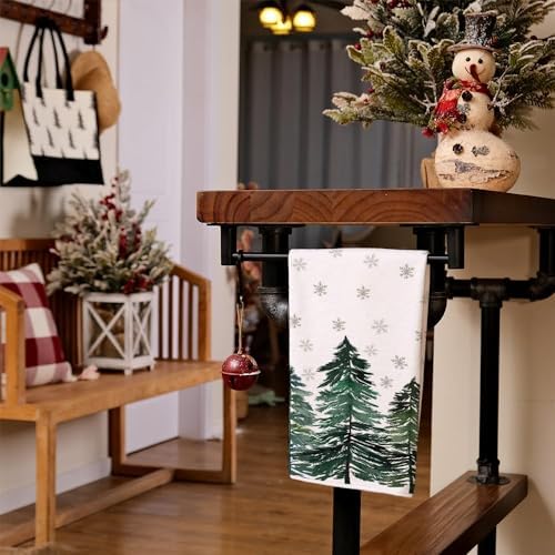 ARKENY Christmas Kitchen Towels Set of 2,Green Tree Xmas Decor