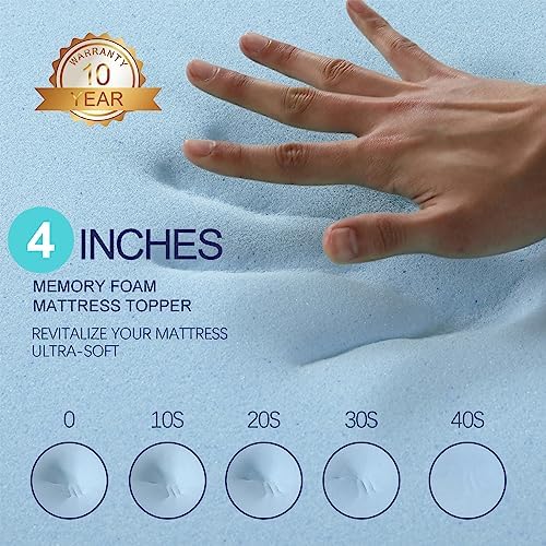 VALUXE 4 Inch Gel Memory Foam Mattress Topper Queen Size High Density