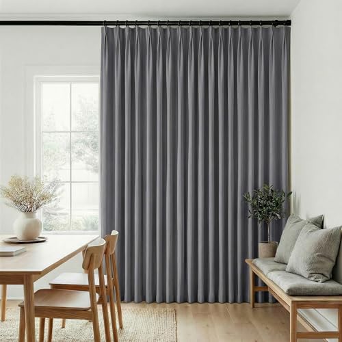hoeflife 50 Inches Wide 100% Blackout Pinch Pleated Curtains Rings