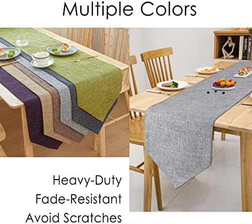 Burlap Farmhouse Cotton Linen Table Runner, Rustic Woven Solid Color