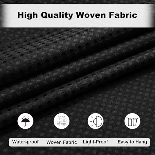 Black Shower Curtain for Bathroom, Waterproof Boho Waffle Shower