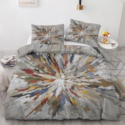 Abstract Duvet Cover Queen, Colorful Bedding Set, Modern Art Comforter