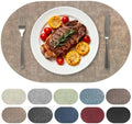 Oval Faux Leather Placemats Set of 6, Light Brown