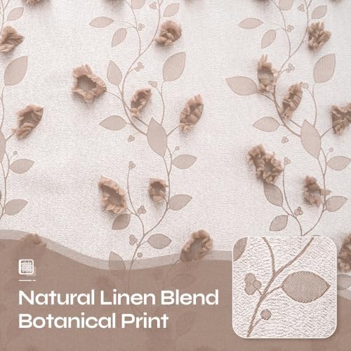 BGment Mocha Floral Clip Jacquard Curtains 96 Inches for Living Room