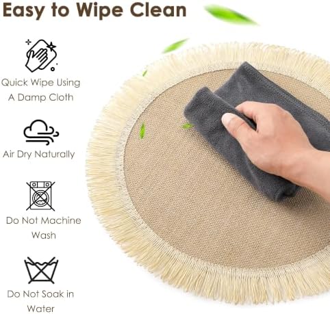 Kochorie 12 Pcs Round Burlap Placemats 15" Boho Jute Placemats with