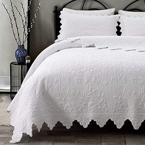 Brandream White Vintage Quilt Bedding Set Queen Size Quilt Set