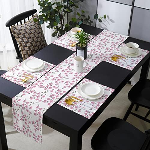 Florals Leaves Table Mats Set of 4 With Table Runner 90 Inches