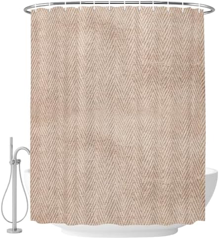 Long Shower Curtains 72" x 84", Beige Burlap Texture Washable Shower