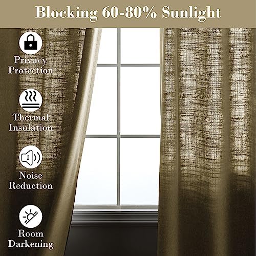 cololeaf Linen Curtains Natural 63 inches Long Neutral Drapes Rod
