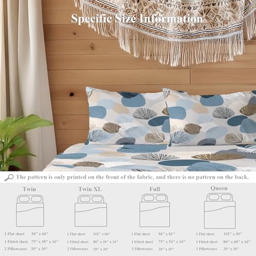 Shrahala Coastal Neutral Tones Queen 4 Piece Sheets Set, Shell Pebble