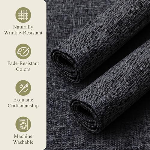 KXN Placemats Set of 6, Durable Dual-Layer Fabric Table Mats, Dark