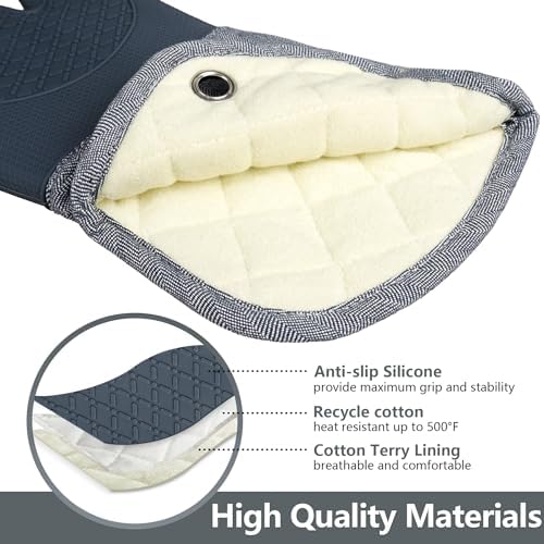 Microwave Silicone Oven Mitts one Pair, Kitchen Mitten Set