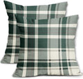 Christmas Plaid Pillow Covers 22x22 Set of 2 Forest Green Grey Buffalo
