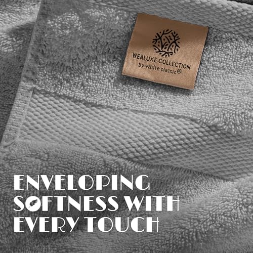 Wealuxe Light Gray Washcloths - 12 Pack, 12x12, Soft 100% Ring-Spun