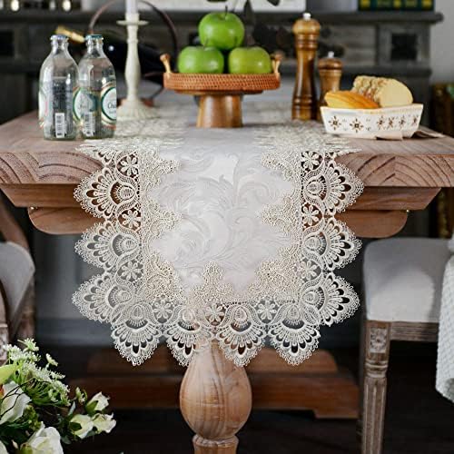 ARTABLE Stone Grey Lace Table Runner Macrame Dresser Scarf
