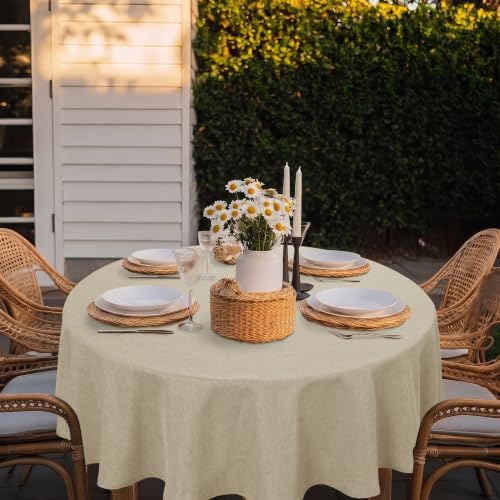 Hiasan Faux Linen Round Tablecloth 30 inch Waterproof Table Cloth