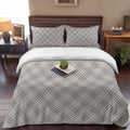 Taupe Grid Full Duvet Cover Set - 4 Pcs Comforter Cover Bedding Sets