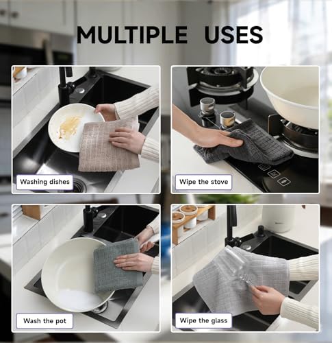 100% Cotton Kitchen Dish Cloths Set (8 Pack) – 13 x 13 Inches Ultra
