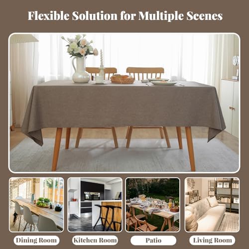 Laolitou Table Cloth Rectangle Linen Waterproof Textured Coffee