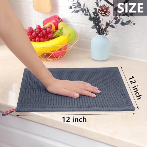 Homaxy 100% Cotton Waffle Weave Kitchen Dish Cloths 15-Pack, Dark Grey