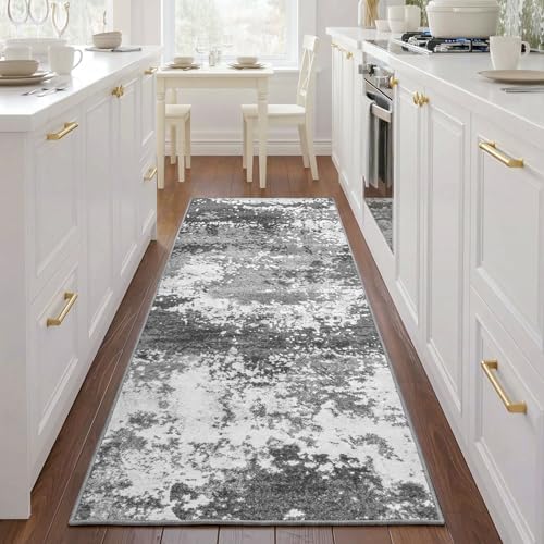 Grey 2x5 Washable Entryway Runner Rug Non Slip for Hallways Kitchen