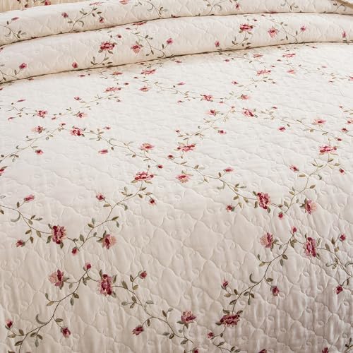 Quilt Set Classical 3D Floral Embroidery Pattern 3-Piece Cotton