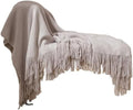 50*70IN Knit Throw Blanket Tassel Edge Cozy Nap Office Use,Light Grey
