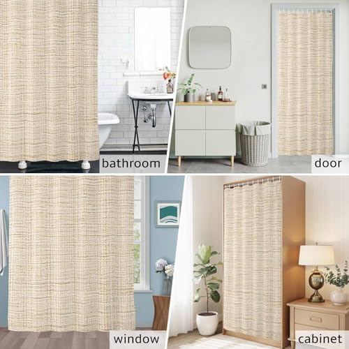 Brown Shower Curtain 84 inches Extra Long Linen Texture Modern