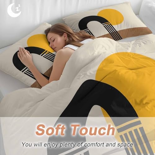 Modern Boho Bedding 3 Piece Duvet Cover Set Queen Size, Geometric