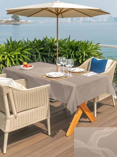 52x70 Inch Outdoor Tablecloth with Umbrella Hole Zipper Rectangle Warm