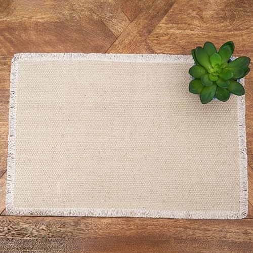 C&F Home Fringed Sand Single Placemat 14" x 20" Beige
