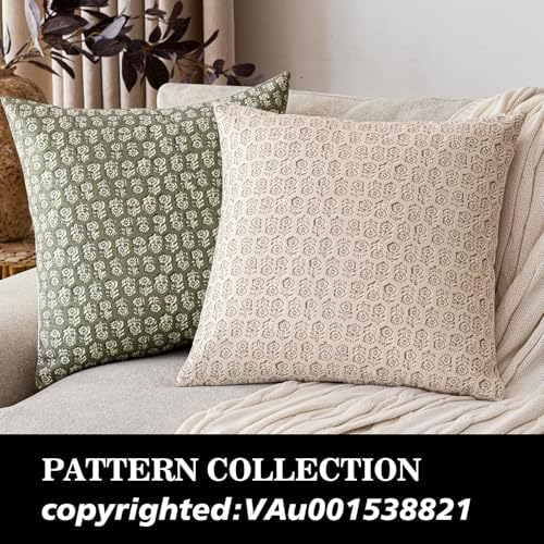 Foindtower Decorative Floral Print Throw Pillow Covers 20×20 Ivory