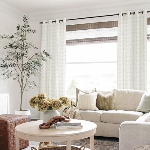 Coastal Striped Curtains for Living Room, Sand Tan Beachy Farmhouse