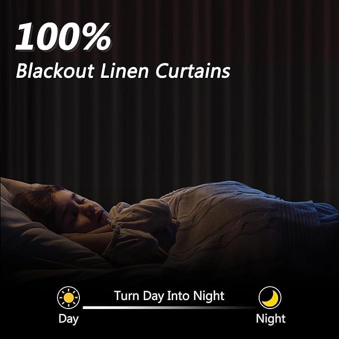 Guken 100% Blackout Curtains 72 Inch Length 2 Panels Set for Living