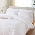 YIRDDEO Twin Size Comforter 2Pcs, White Boho Chevron Bedding Sets
